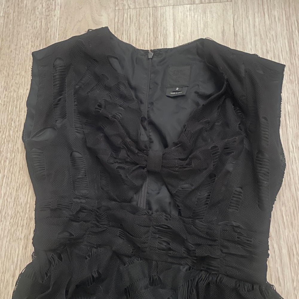 Anna Sui Black Textured Backless Dress